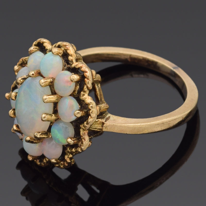 Vintage 14K Yellow Gold Opal Cocktail Ring Size 4