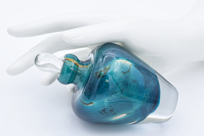 Mdina Sea Blue Malta Green Art Glass Perfume Bottle Decanter Hand Crafted