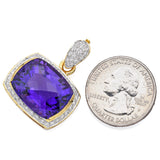Vintage 18K Yellow Gold 21.08 Ct Amethyst & 0.75 TCW Diamond Pendant