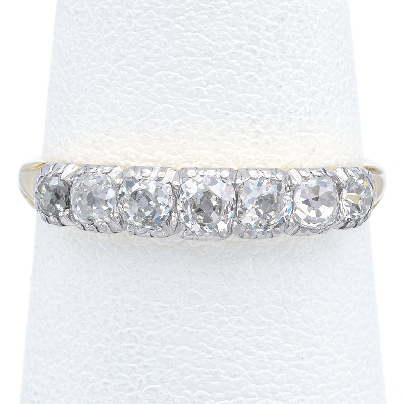 Antique 18K Yellow Gold & Platinum 0.74 TCW Diamond Band Ring Size 6.5