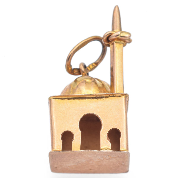 Vintage 18k Yellow Gold Mosque Charm Pendant 1.9G