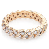 Vintage 14K Yellow Gold 1.05 TCW Diamond Semi-Eternity Band Ring Size 7