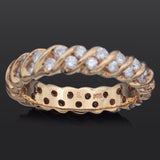 Vintage 14K Yellow Gold 1.05 TCW Diamond Semi-Eternity Band Ring Size 7