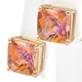 Estate 14K Yellow Gold Lab Sunrise Mystic Topaz Diamond Earrings, Bracelet, Ring