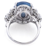 Antique 正白金 Platinum 6.34 Ct Black Opal & 0.36 TCW Diamond Cocktail Ring Size 6