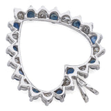 Vintage 14K White Gold Sapphire & 0.85 TCW Diamond Open Heart Pendant