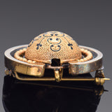 Antique Victorian 14K Yellow Gold Black Enamel Brooch Pin