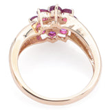 Vintage 14K Yellow Gold Ruby & 0.51 Ct Diamond Band Ring Size 6.5
