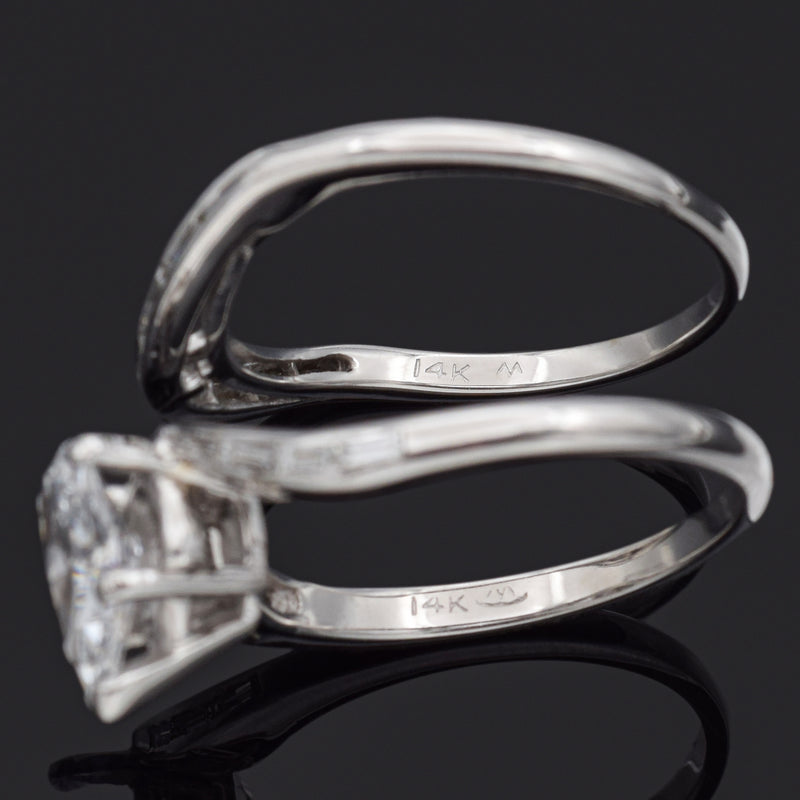 GIA 0.99 Ct Pear Brilliant D SI1 Center Diamond 14K White Gold Ring 1.73 TCW