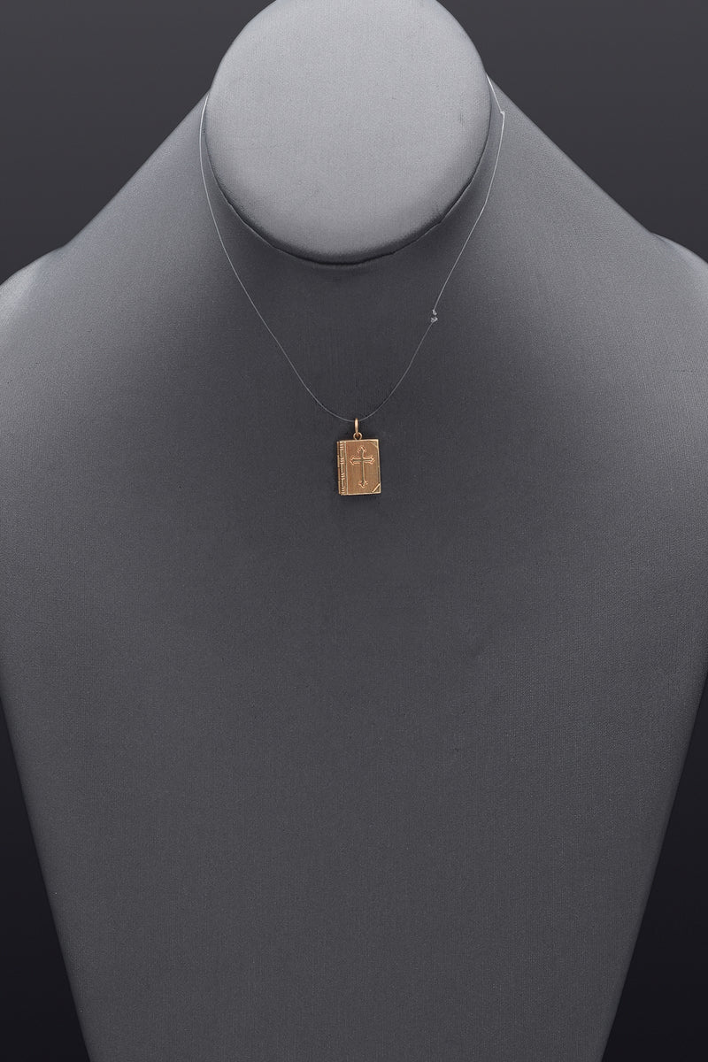 Vintage 14K Yellow Gold Lord's Prayer Holy Bible Charm Pendant 2.3 Grams