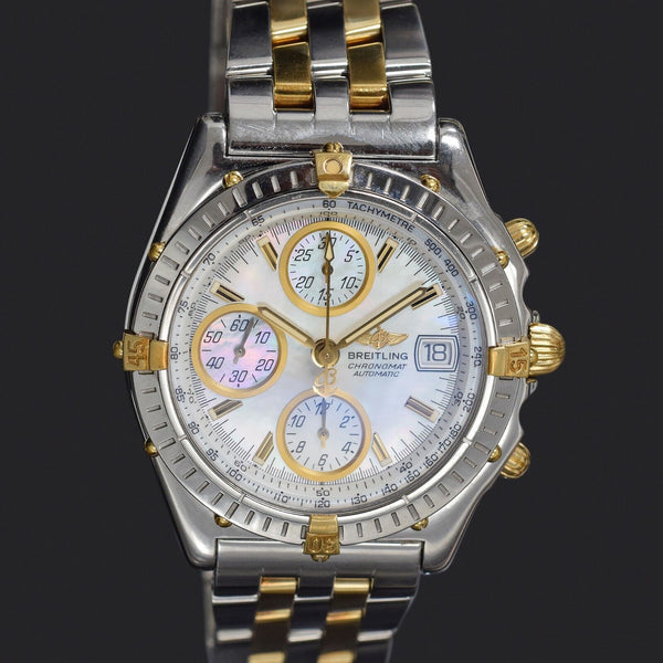 Breitling Chronomat B13050.1 Men's MOP 18K Yellow Gold/Steel Automatic Watch
