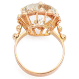 Vintage 18K Yellow Gold 5.61 Ct Aquamarine Round Cocktail Ring Size 5.5