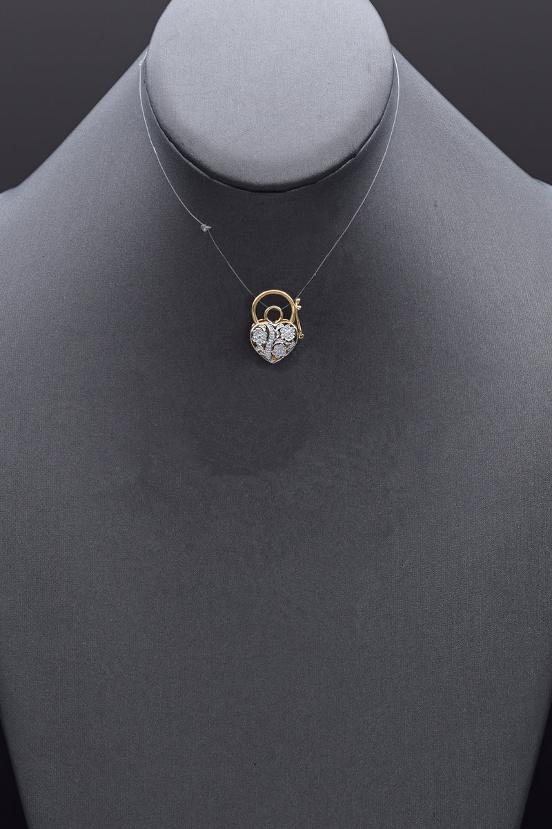 Estate 14K Yellow Gold Diamond Heart Padlock Pendant