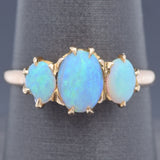 Antique 10K Yellow Gold Opal Band Ring Size 8