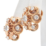 Vintage 14K Yellow Gold 2.34 TCW Diamond Swirl Screw-Back Earrings