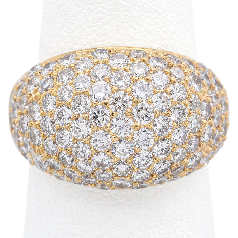 Estate 18K Yellow Gold 3.19 TCW Diamond Dome Ring Size 6.5