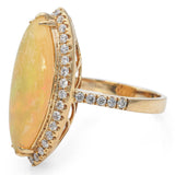 Estate 14K Gold 4.47Ct Fire Opal & 0.84 TCW Diamond Marquise Cocktail Ring Size9