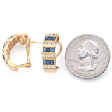 Vintage 14K Yellow Gold Sapphire & 0.60 TCW Diamond Omega-Back Earrings