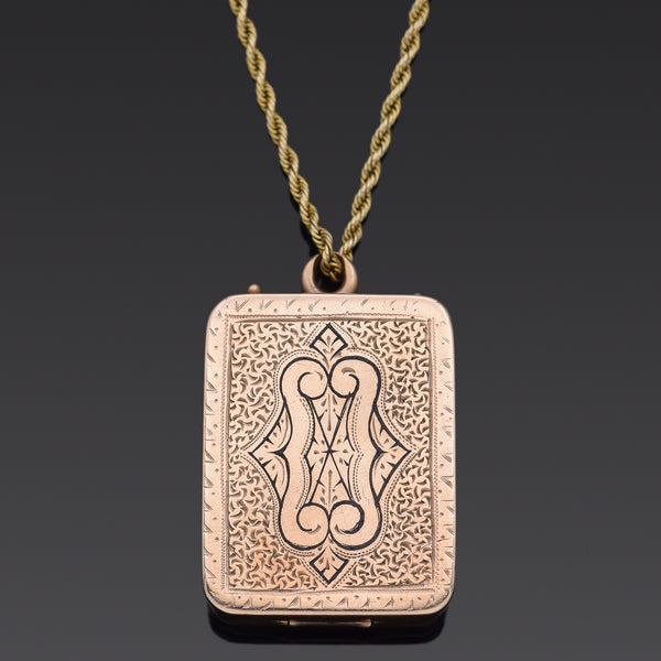 Antique Victorian Gold Filled Locket Pendant Necklace 16 Inches
