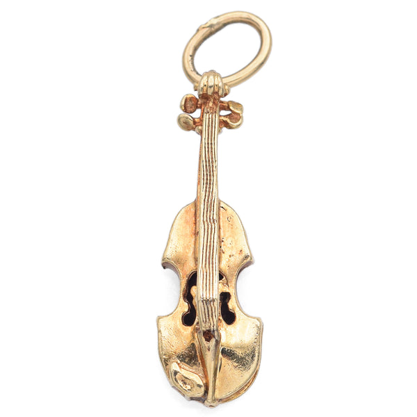 Vintage 14K Yellow Gold Violin Charm Pendant