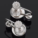 Vintage 14K White Gold Sea Pearl & 0.44 TCW Old Euro Diamond Screw Back Earrings