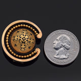 Antique Victorian 14K Yellow Gold Black Enamel Brooch Pin
