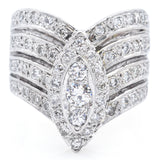 Vintage 14K White Gold 1.30 TCW Diamond Cocktail Ring Size 8.5