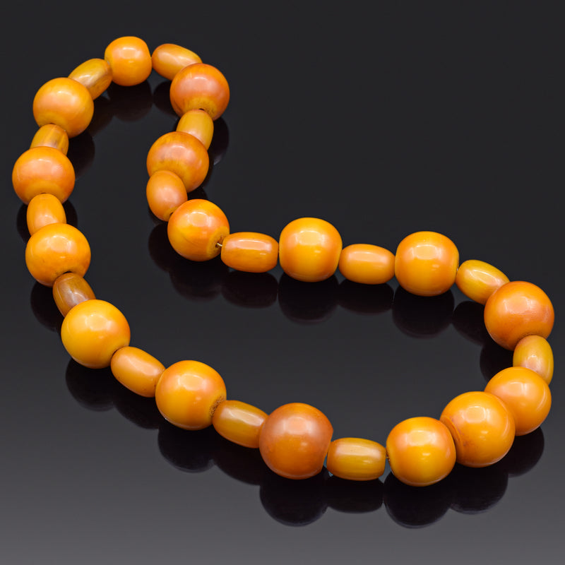 Vintage Butterscotch Amber 21x15-26x24 mm Beaded Strand Necklace 24 Inches