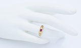 Vintage 9K Yellow Gold Ruby & Diamond Band Ring Size 6