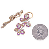 Estate 10K Yellow Gold Pink Sapphire & Diamond Butterfly Dangle Earrings
