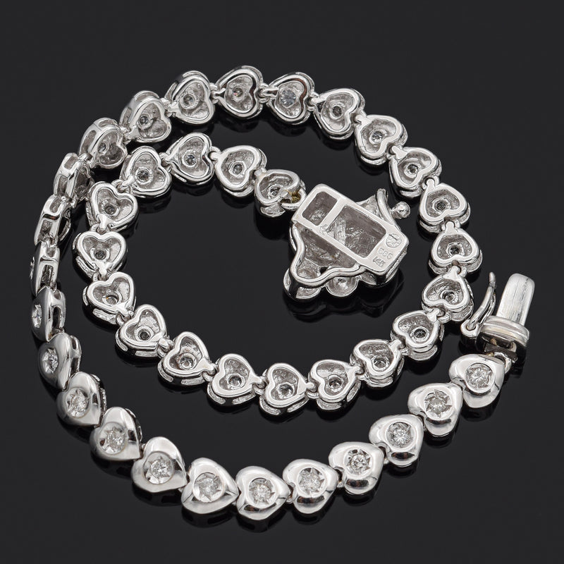 Estate 14K White Gold 0.60 TCW Diamond Mother and Child Tennis Bracele Blue Ribbon Rarities