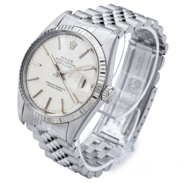 Rolex Datejust Linen Dial Men's Steel Automatic Wristwatch Ref. 16014