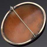 Antique 14K Yellow Gold Cameo Large Oval Brooch Pin