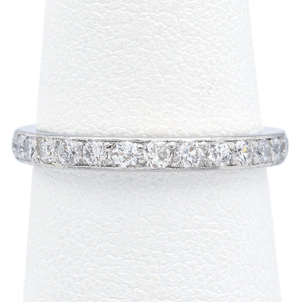 Art Deco Platinum 1.12 TCW Diamond 2.5 mm Eternity Band Ring 2.5G Size 5.5