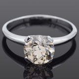 GIA Certified 14K White Gold 2.52 Carat Old Euro Brilliant Diamond Band Ring