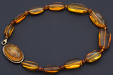 Vintage Sterling Silver Baltic Amber Beaded Strand Necklace 70.4 Gr 21 Inches