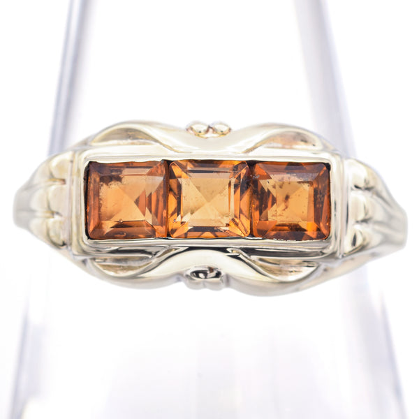 Vintage 8K Yellow Gold Square Citrine Band Ring Size 8.5