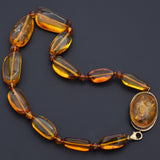 Vintage Sterling Silver Baltic Amber Beaded Strand Necklace 70.4 Gr 21 Inches