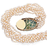 Vintage 14K Yellow Gold Pearl & Jade Bird Beaded Multi-Strand Necklace 38"