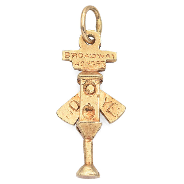 Vintage 14K Yellow Gold Hollywood and Vine Stop Light Charm Pendant
