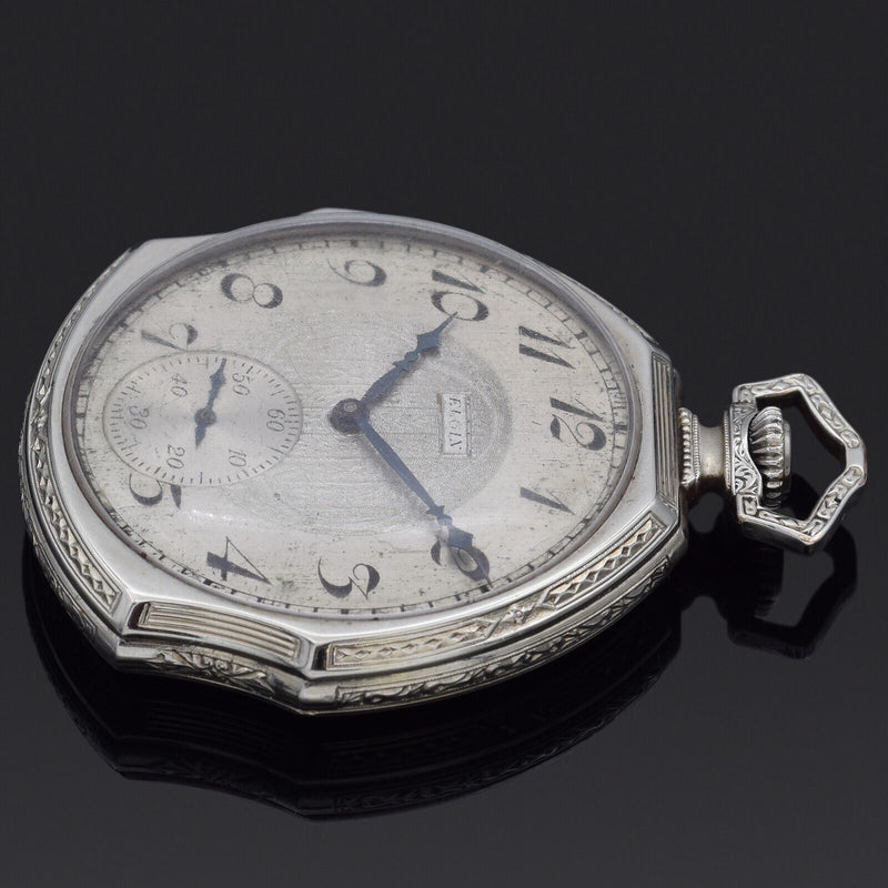 Art Deco Elgin Men's Pocket Watch With Rare 14K Gold Filled Wadsworth