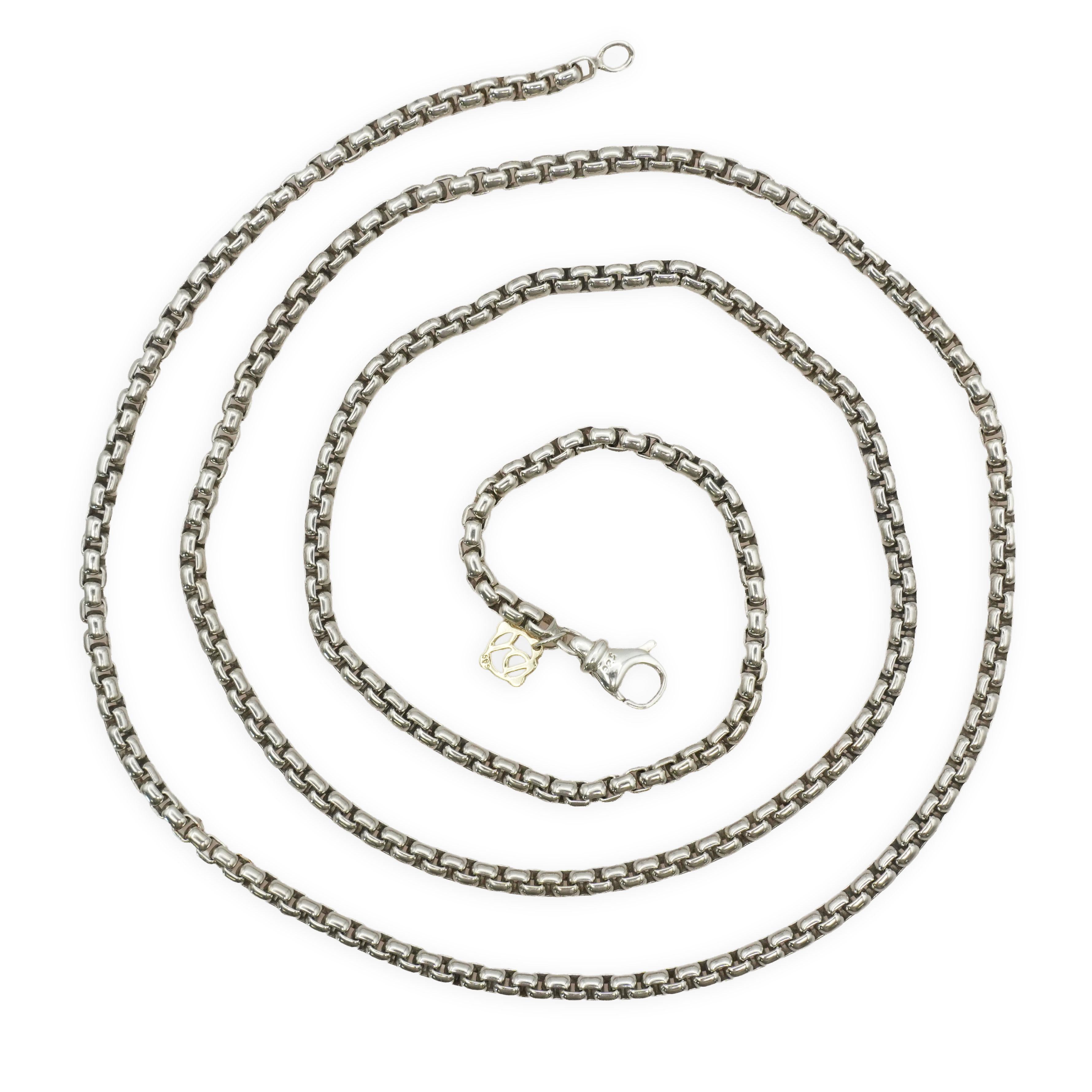 David Yurman Sterling Silver and 14K Gold Box Chain Necklace