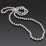 Vintage 14K Yellow Gold 6.5-7.0 mm Pearl Beaded Strand Necklace 30.5 Inches