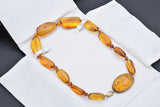 Vintage Sterling Silver Baltic Amber Beaded Strand Necklace 70.4 Gr 21 Inches