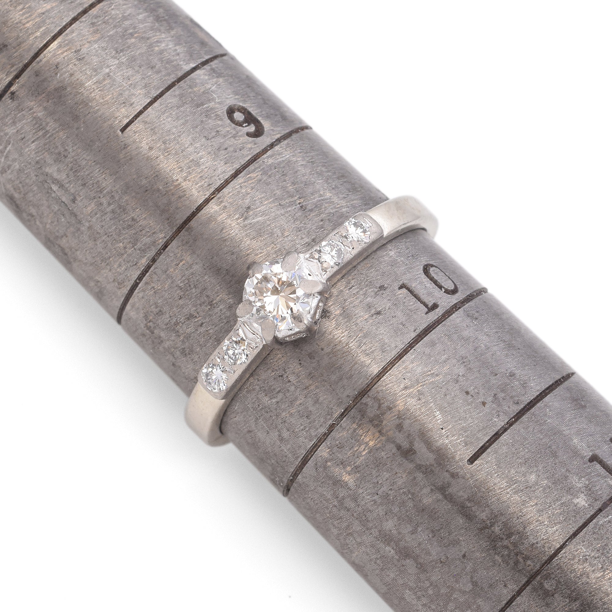 Vintage 14K White Gold 0.48 TCW Diamond Engagement Ring