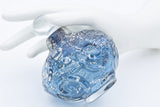 Vintage Designer Signed Metallic & Blue Glass Bottle with Stopper