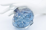Vintage Designer Signed Metallic & Blue Glass Bottle with Stopper