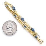 Estate 18K Yellow Gold Sapphire & 0.70 TCW Diamond Tennis Bracelet