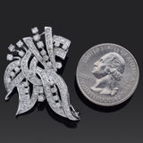 Vintage 14K White Gold 2.09 TCW Diamond Brooch Pin Pendant
