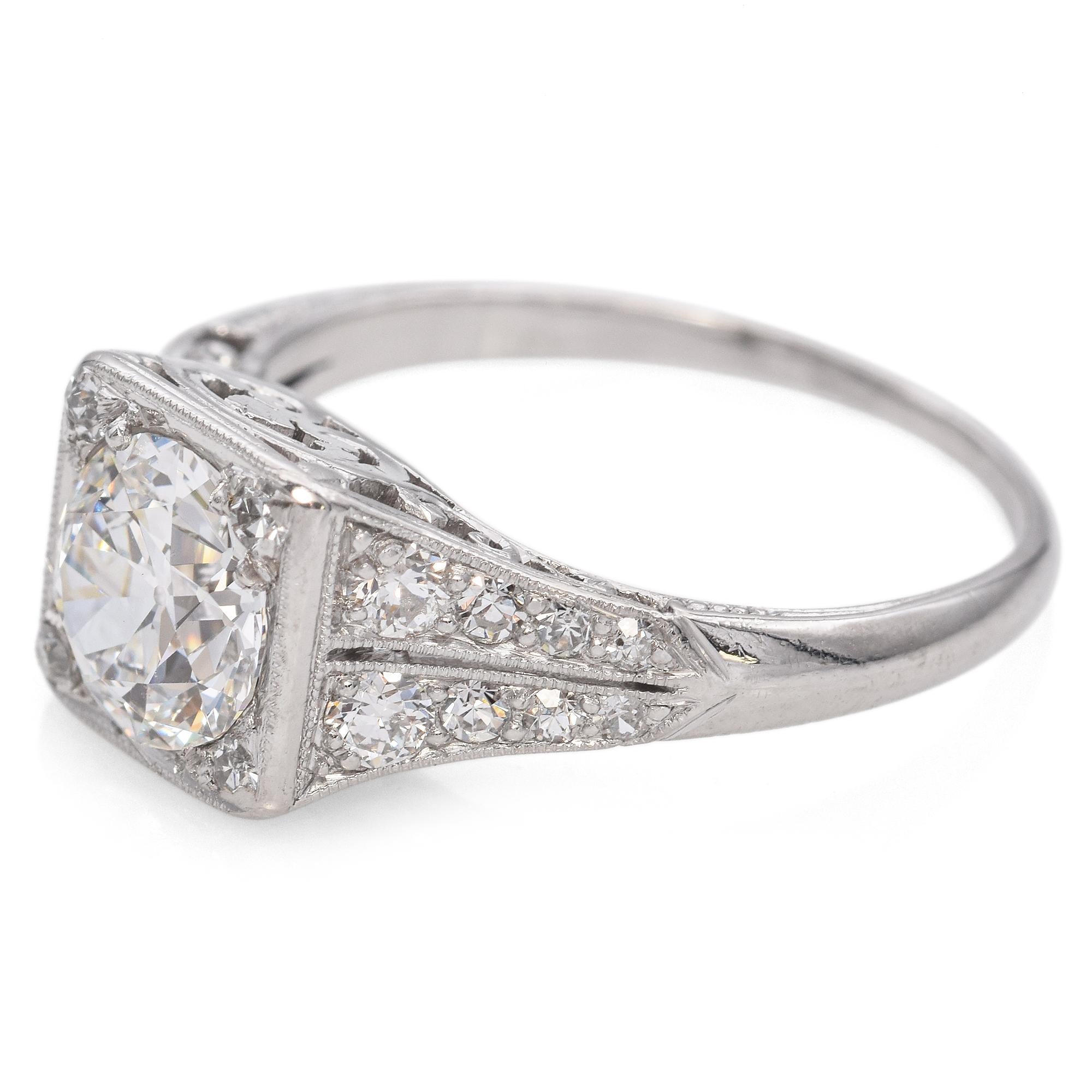 Antique Art Deco Platinum 0.96 Ct E VS1 Diamond Engagement Ring GIA